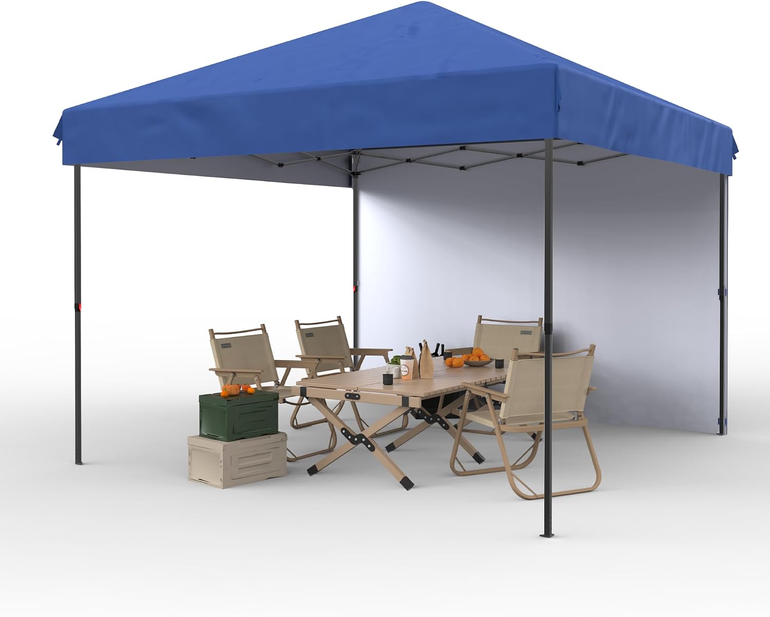 GarveeLife 10 ft x10 ft Pop Up Canopy Tent, Instant Canopies Portable Gazebo with 1 Removable Sidewall, 4 Stakes, 4 Ropes for Outdoor Events, Patio, Party, Camping, Blue