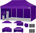 Eurmax USA 10x20 Pop Up Canopy Tent,Commercial Tent with Patented No-Tip Rolling Bag,4 Zippered Removable Walls,UV & Water Resistant Canopy Top,Heavy Duty Outdoor Gazebo,Instant Shelter(Purple)