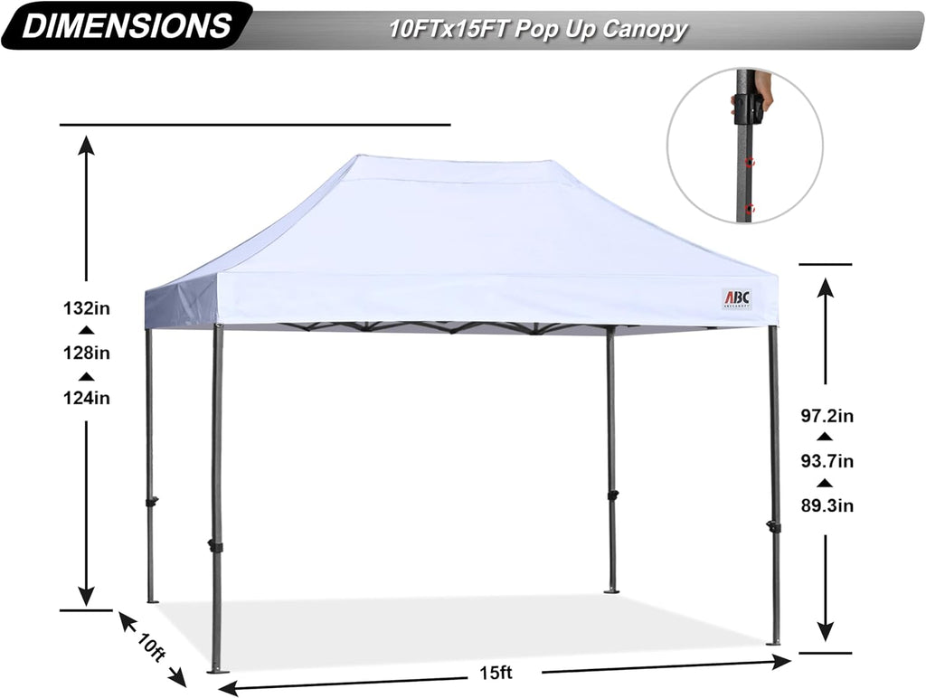 ABCCANOPY Patio Pop Up Canopy Tent 10x15 Commercial-Series (White)