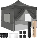 Yesker 10x10 Pop Up Canopy Tent with 4 Sidewalls Portable Folding Outdoor Canopy Easy Setup Gazebo Waterproof Instant Popup Shelter Tent w Wheeled Carry Bag sandbags for Events Parties Camping, Gray