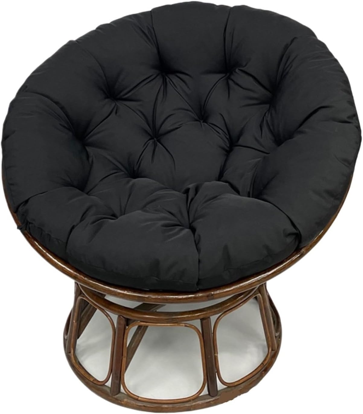 Ergonomic Wicker Papasan Chair Cushion, Round Papasan Swivel Chair Cushion, Rocking Chair Cushion for Outdoor Indoor(Black,51 * 51 in)