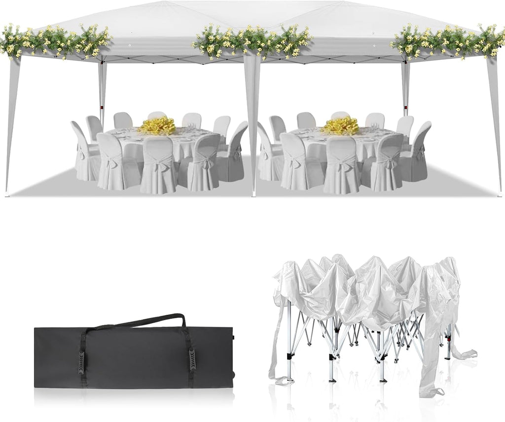 10x20 Pop Up Canopy Tent Outdoor Instant Gazebo Portable Shelter with Carry Bag for Commercial Activity Party Wedding Events Birthday BBQ