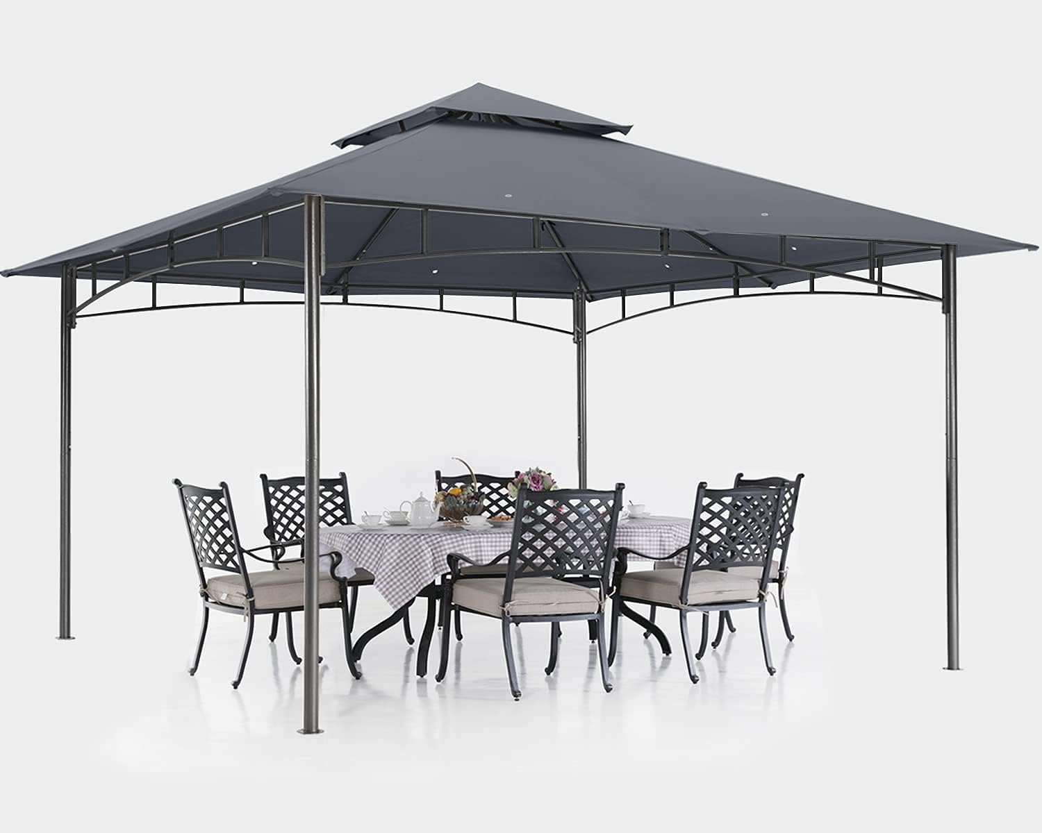 ABCCANOPY Gazebos for Patios 10x12 - Outdoor Steel Frame Gazebo for Lawn Backyard Garden Deck (Dark Gray)