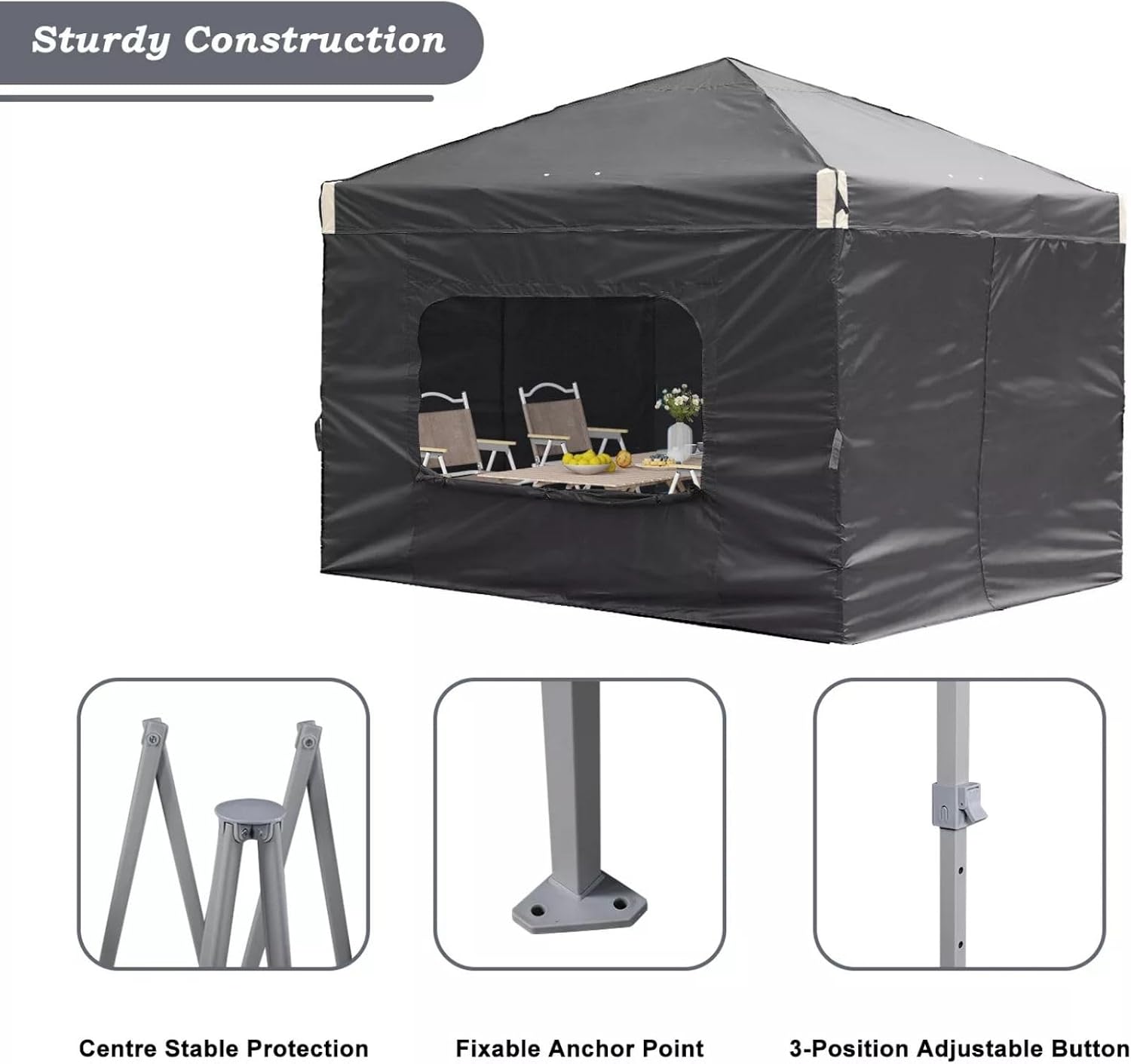 Aoodor 10x10 FT Pop-Up Canopy Tent with Roller Bag and Curtain - Portable Instant Shade, Sturdy Iron Frame, Water-Resistant 210D Oxford Fabric, UV Protection, Ideal for Camping and Outdoor Events