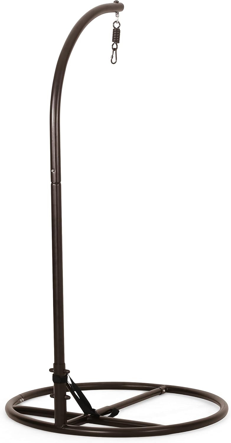 Christopher Knight Home Amanda Wicker Hanging Chair with Stand, Brown, Tan