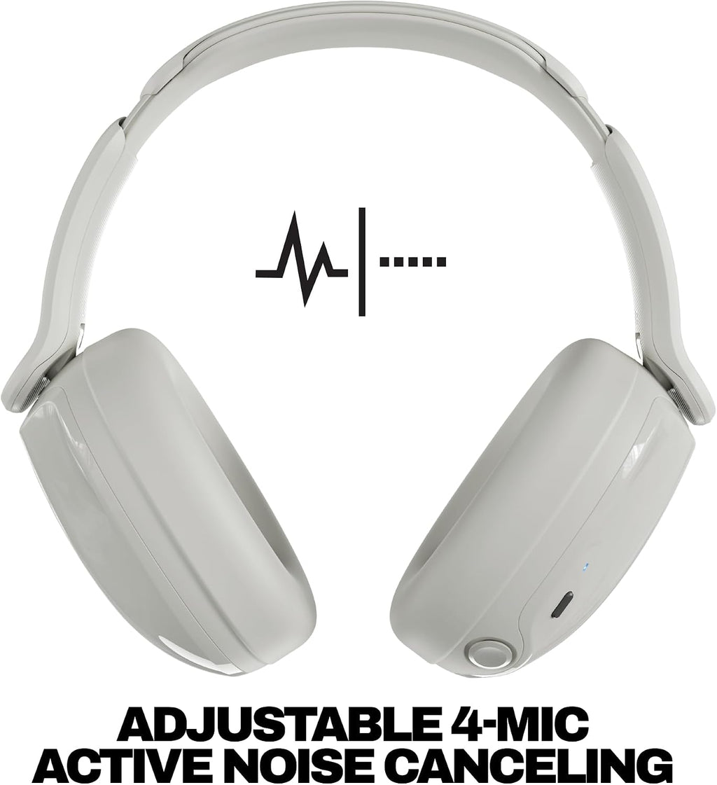 Skullcandy Hesh 540 ANC Wireless Over-Ear Bluetooth Headphones with THX Spatial Audio, Active Noise Cancelling, Personalized Sound, Up to 65 Hours Battery, Microphone for iPhone Android - Bone