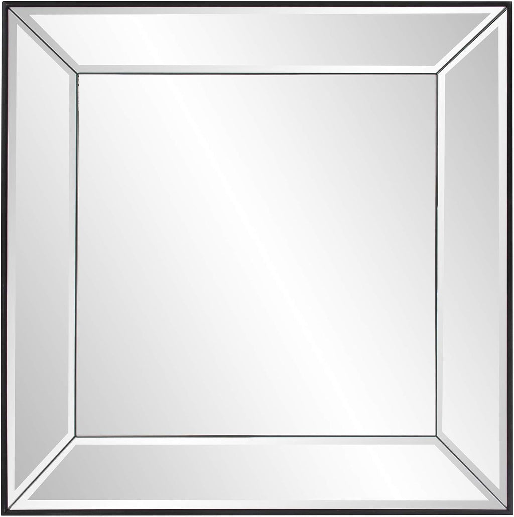 Howard Elliott Collection Vogue Inward Rectangular Hanging Wall Mirror, Large Silver Decorative Wall Mounted Vanity Mirror with Glass Frame for Bedroom, Living Room & Entryway, 30 x 30 Inch
