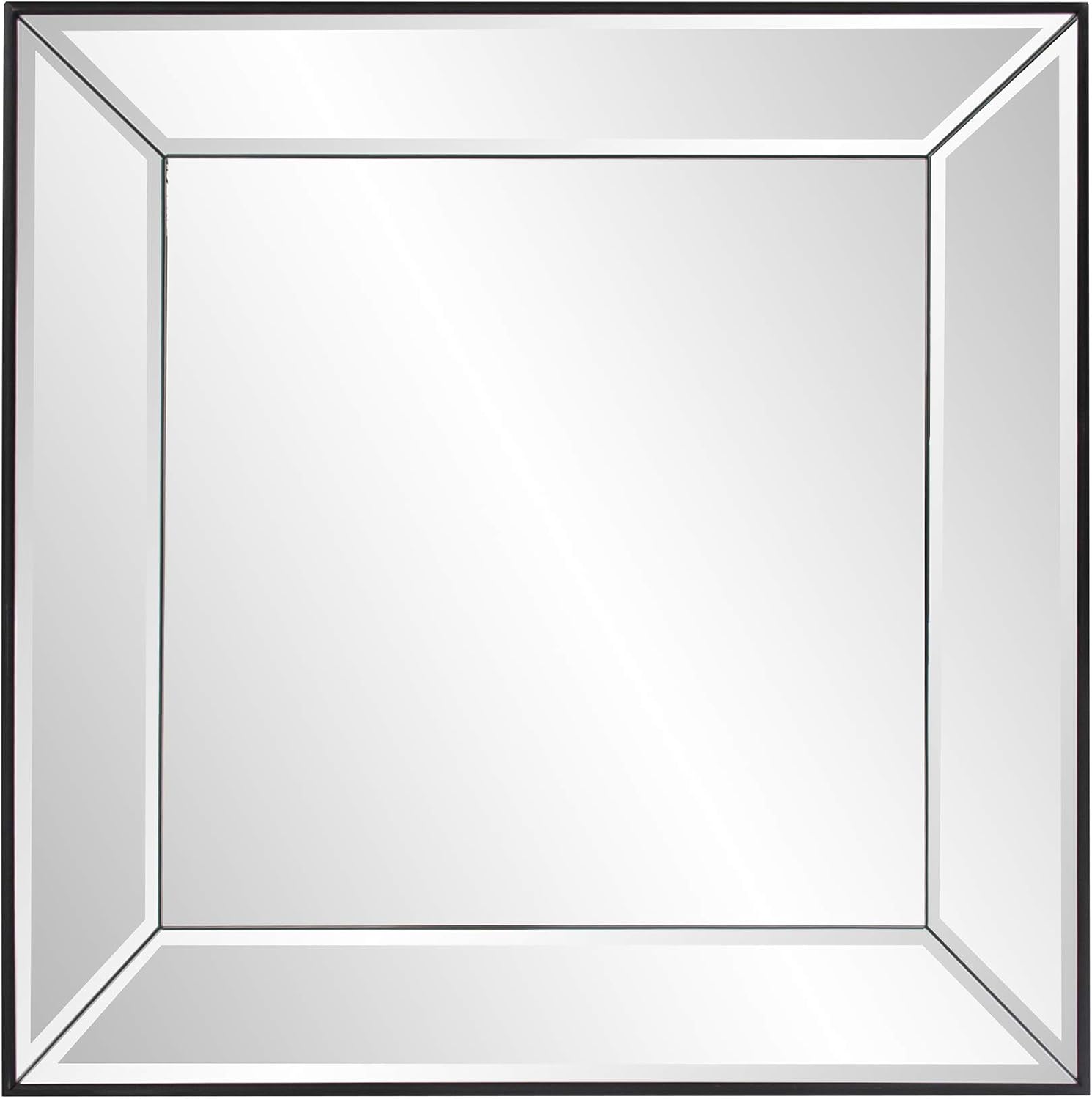 Howard Elliott Collection Vogue Inward Rectangular Hanging Wall Mirror, Large Silver Decorative Wall Mounted Vanity Mirror with Glass Frame for Bedroom, Living Room & Entryway, 30 x 30 Inch