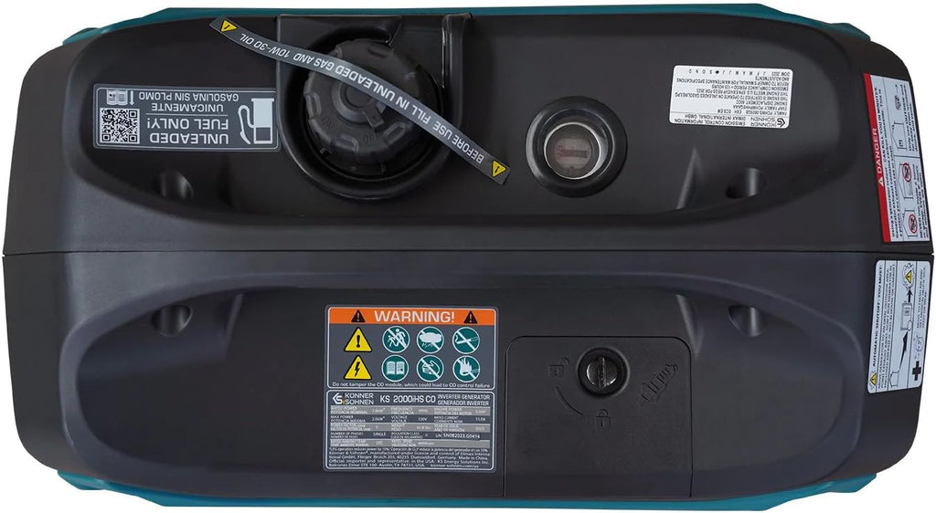 Konner&Sohnen Inverter Generator - 2000 W, Dual Fuel, Lightweight and Portable, Super Quiet with CO Sensor and Fuel-Efficient Technology, LPG/Gas Powered (German brand, model: KS 2000iHS CO)