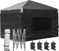 Aoodor 10x10 FT Pop-Up Canopy Tent with Roller Bag and Curtain - Portable Instant Shade, Sturdy Iron Frame, Water-Resistant 210D Oxford Fabric, UV Protection, Ideal for Camping and Outdoor Events