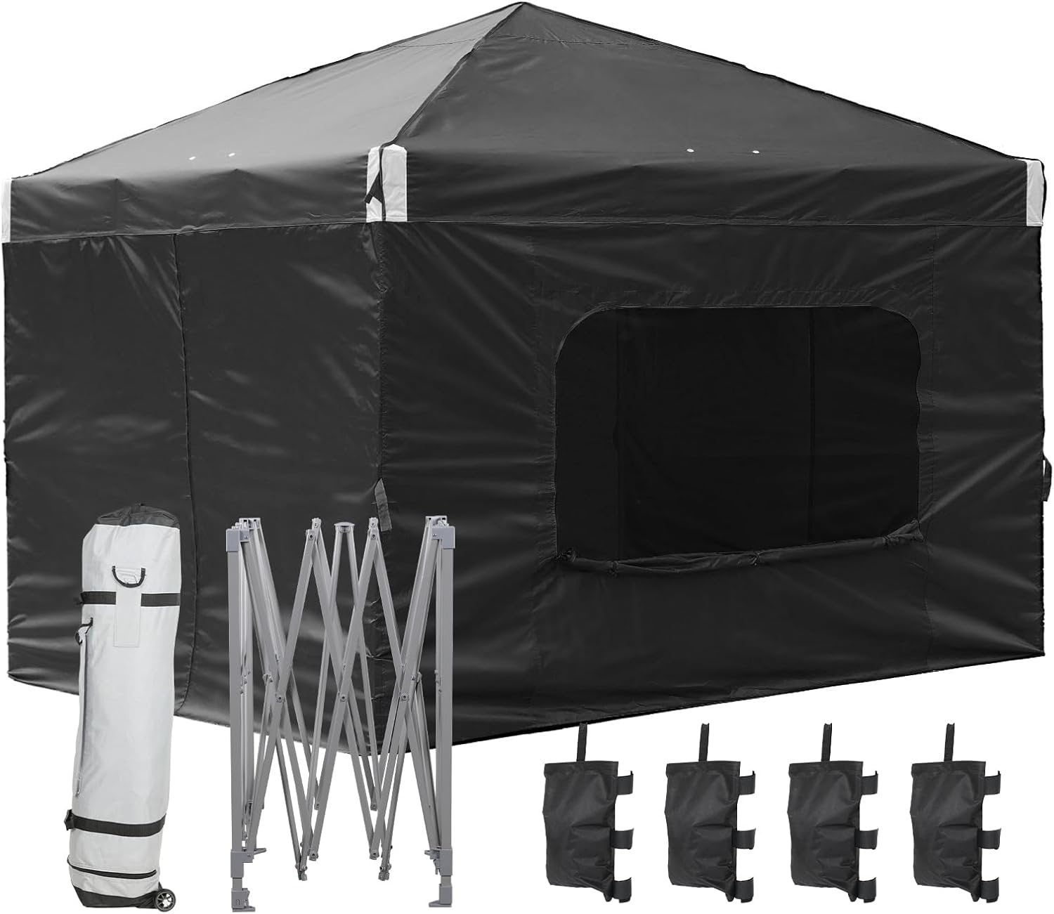 Aoodor 10x10 FT Pop-Up Canopy Tent with Roller Bag and Curtain - Portable Instant Shade, Sturdy Iron Frame, Water-Resistant 210D Oxford Fabric, UV Protection, Ideal for Camping and Outdoor Events