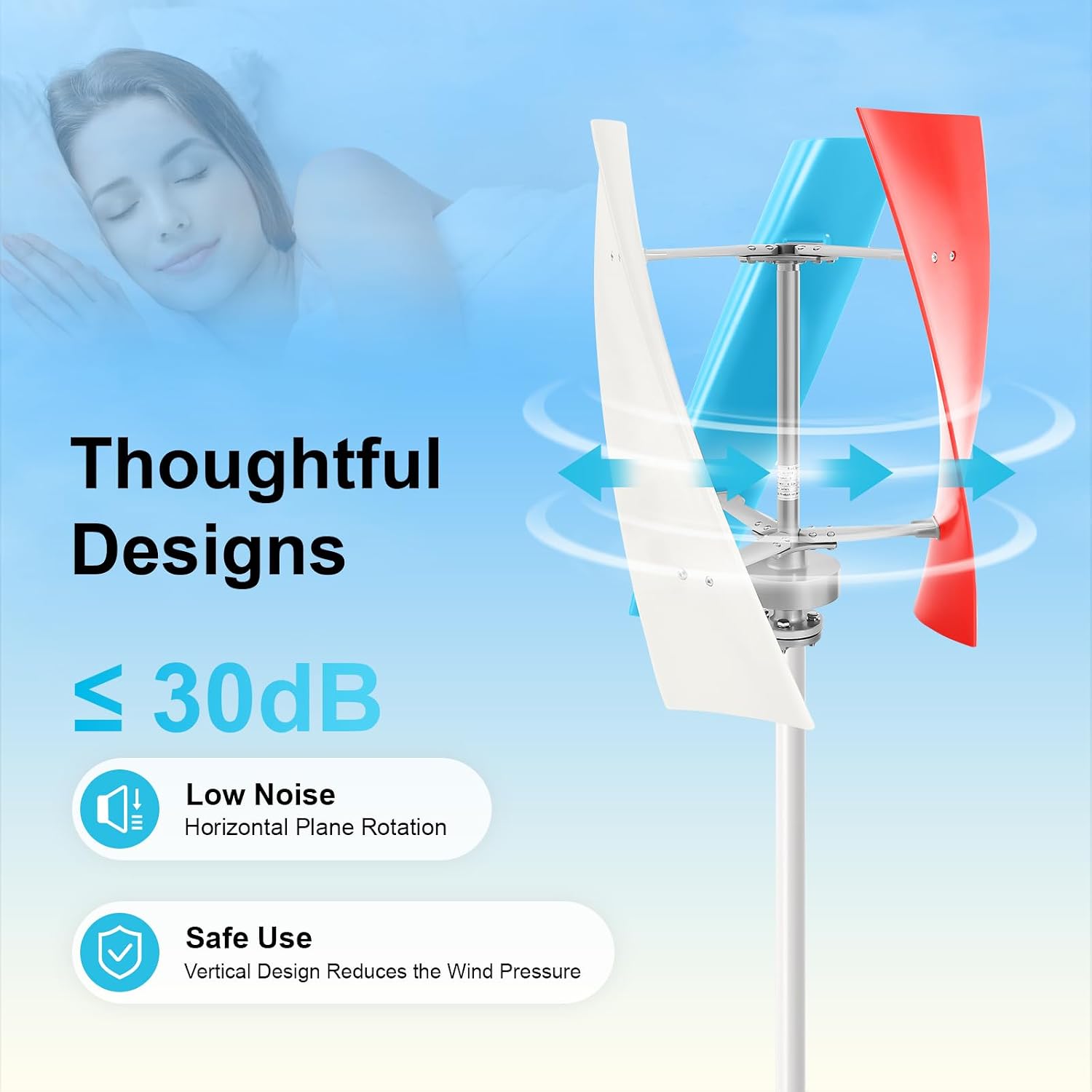 Wind Generator, 400W 24V 3 Blade Vertical Wind Turbine Generator Vertical Axis Wind Turbine Vertical Wind Generators Kit Wind Power Generators w/Controller for Home Business Ships