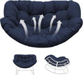 Thickened Waterproof Papasan Rocking Chair Cushion – 6.3'' Patio Egg Chair Pad with Ties, Outdoor/Indoor Rattan Hammock Chair Cushion for Porch, Garden, Balcony (Only Cushion) (Navy Blue)