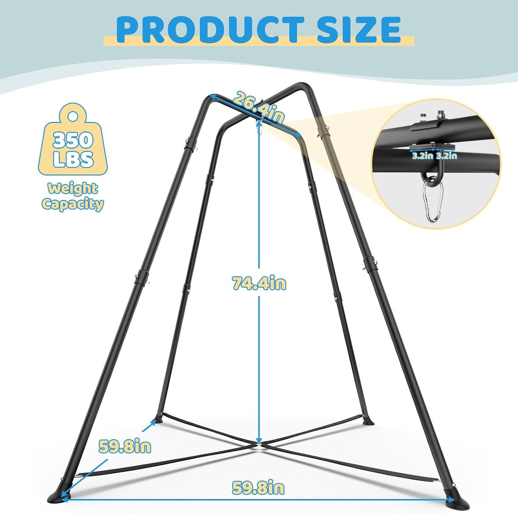 Swing Stand Frame with Sensory Pod Swings and Chair, Sensory Swing Set, X-Shaped Swing Frame, Heavy-Duty Metal Hammock Chair Stand for Adults Indoor and Outdoor 330LBS(Blue)