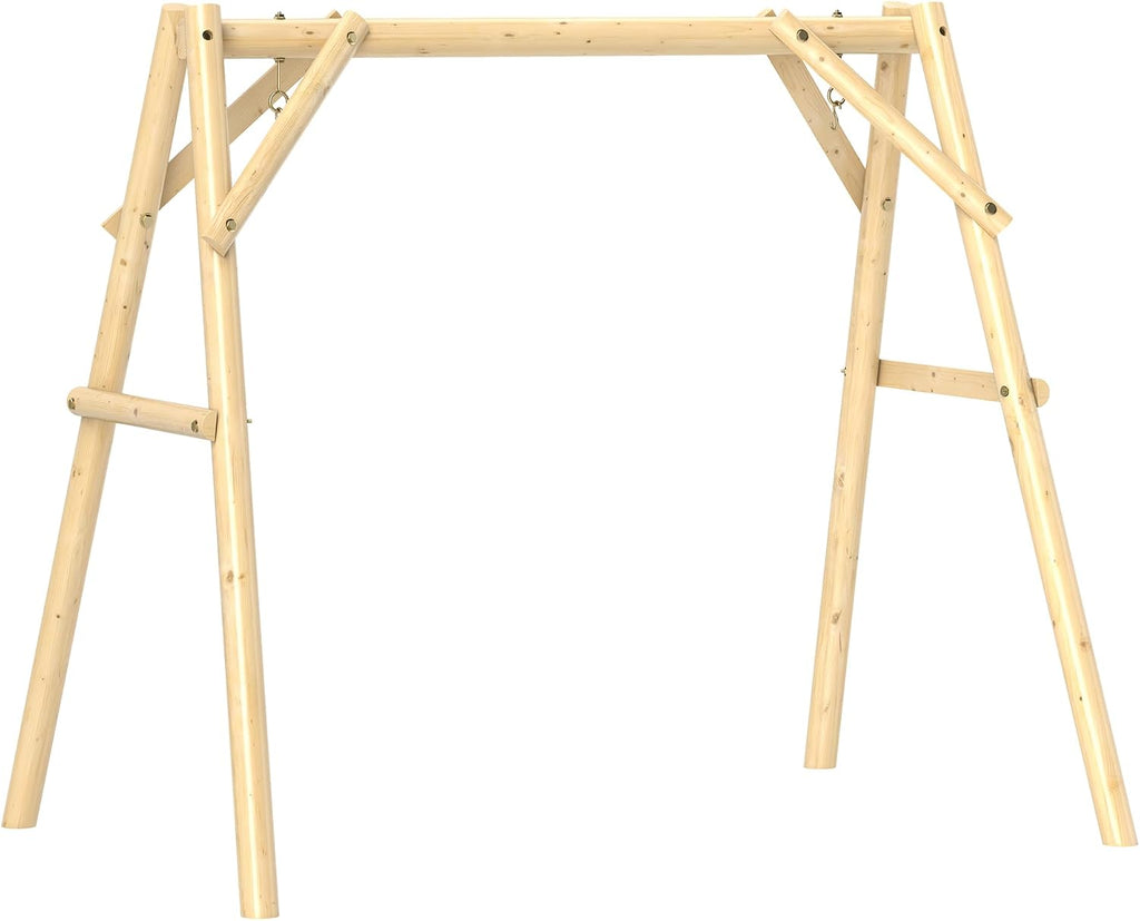 Outsunny 660 lbs Porch Swing Frame, Heavy Duty A-Frame Wooden Swing Stand for DIY Painting, Freestanding Hanging Chair Stand Only for Porch, Lawn, Garden, Backyard, Natural Wood