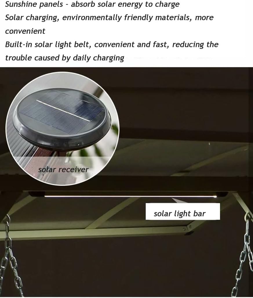 Garden Porch Swing Outdoor Swing Chair Solar cast Aluminum Hanging Chair Rocking Chair Swing Bed Suitable for Garden Poolside (