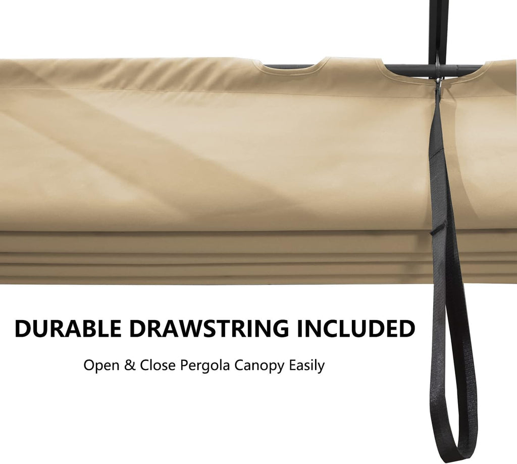 Pergola Shade Cover Replacement Canopy Top Compatible with 10 X 13 ft 6-Bar Pergola Frames - Beige (Canopy Size 116' W x 135' L, Canopy Top Only)