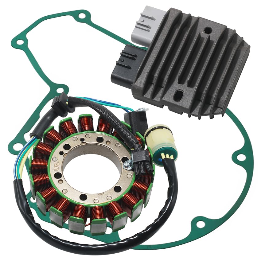 Stator Coil Rectifier Gasket Set Compatible with for Honda TRX680FA Rincon 2006-2014, for Honda TRX680FGA Rincon 680 GPScape 2006-2009, Generator Cover OEM: 11396-HN8-A60 Regulator OEM: 31600-HP0-A01