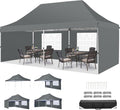 COBIZI Canopy 10x20 Pop Up Canopy Tent with 4 Sidewalls, Waterproof Commercial Canopy Ez Outdoor Instant Gazebo UV Protection 50+ Event Shelter, Party Tent for Parties Garden Camping, Grey