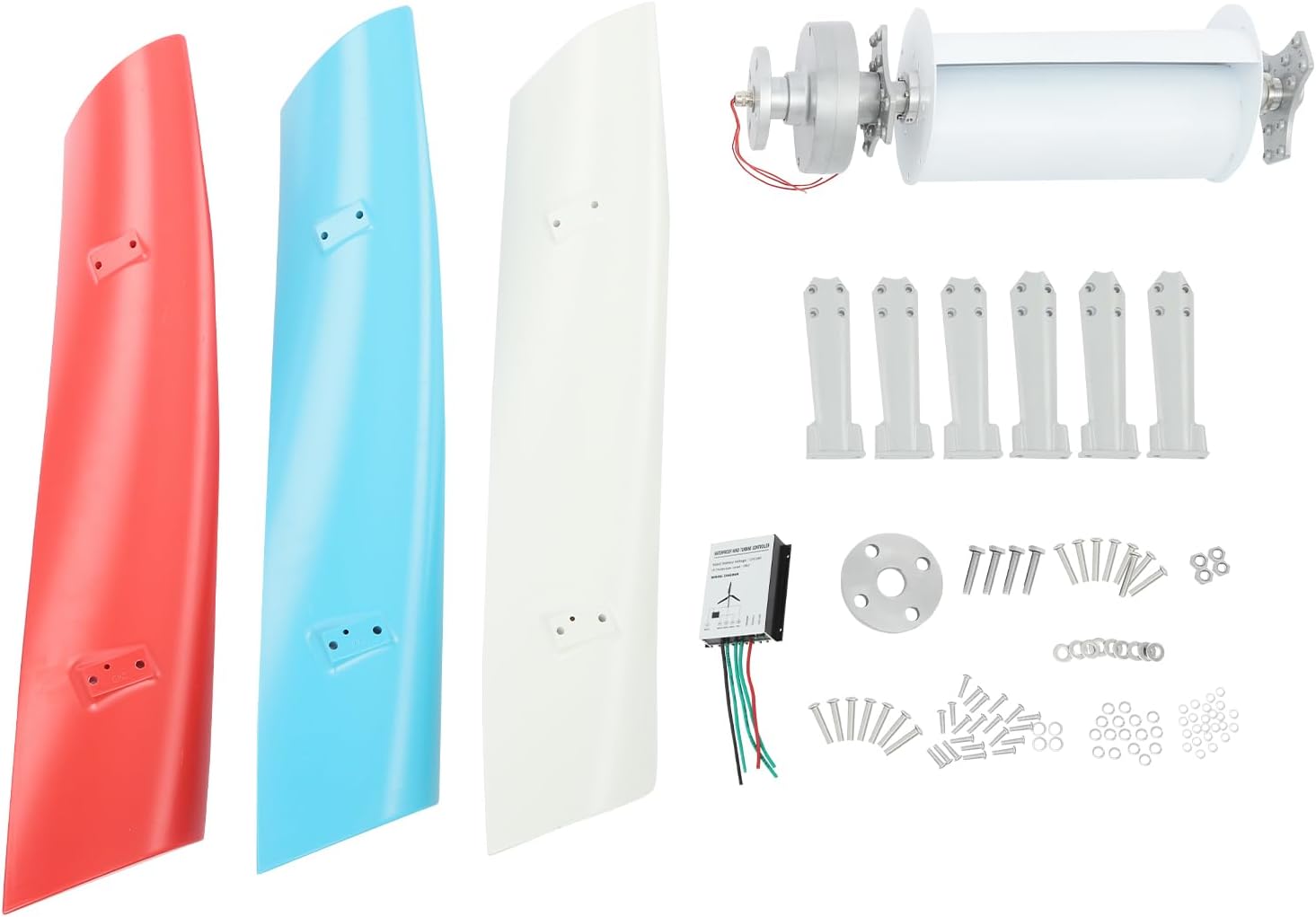 Wind Generator, 100W 12V 3 Blade Vertical Wind Turbine Generator Vertical Axis Wind Turbine Vertical Wind Generators Kit Wind Power Generators w/Auxiliary Wind Wheel for Home, Business, Ships