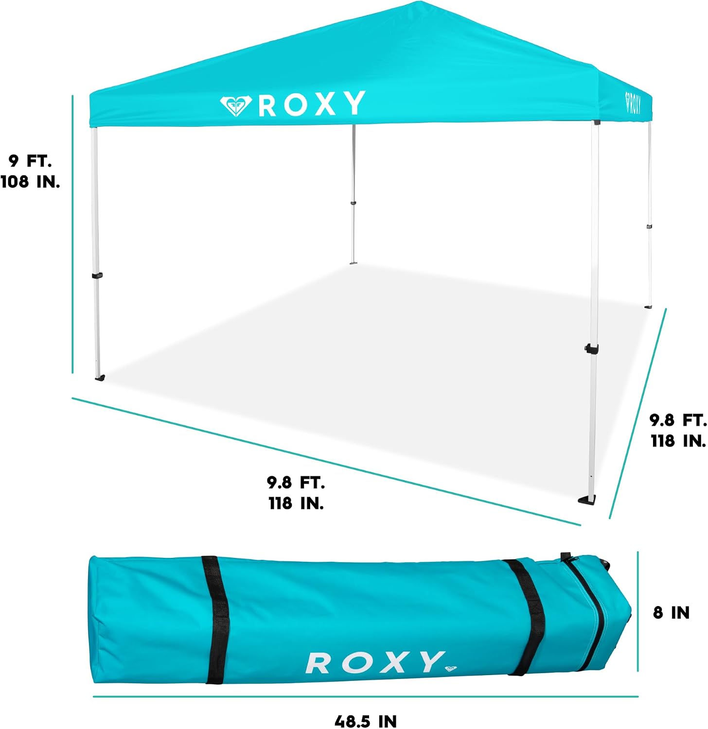 Roxy 10x10 Pop Up Canopy – UPF 50+ Outdoor Beach Tent with One-Push Setup – Portable Shade Shelter for Beach, Tailgate, Festivals, Camping – Water-Resistant Folding Gazebo with Wheeled Bag