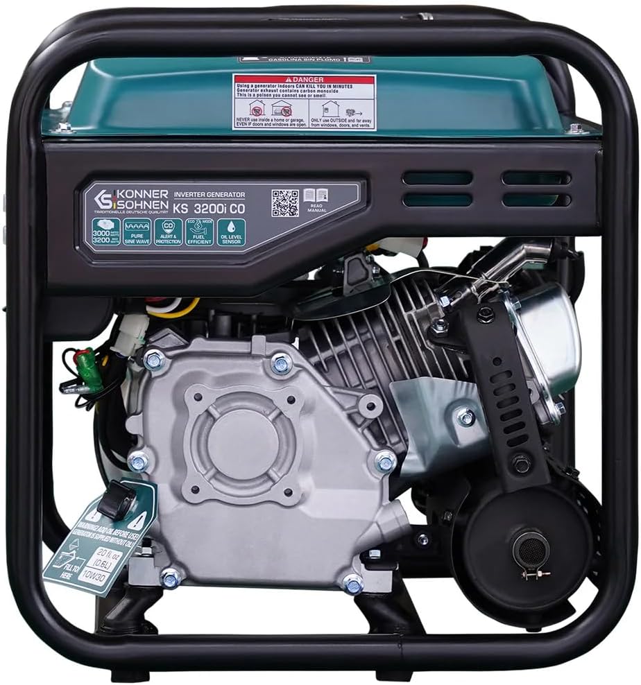 Konner&Sohnen Gas Inverter Generator - 3200 Watts, 230V, Lightweight and Portable, with CO Sensor and Fuel-Efficient technology (German brand, model: KS 3200i CO)