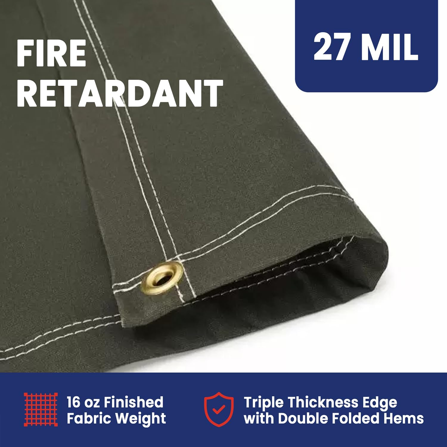 Tarps Now 20x20 Ft Fire Retardant Canvas Tarp with Brass Grommets - 27 Mil Industrial Grade Heavy Duty Tarp for Camping, Construction, Residential, and Agriculture - 16oz, Olive Drab