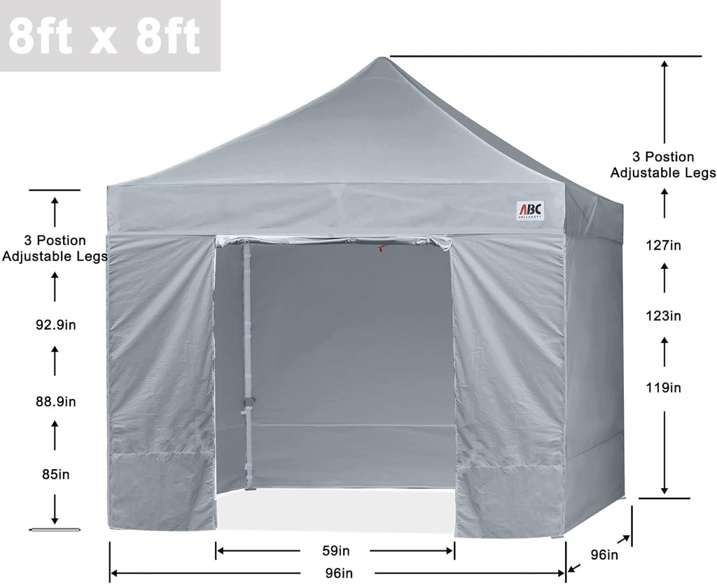 ABCCANOPY Easy Pop Up Canopy Tent with Sidewalls Commercial -Series, Gray