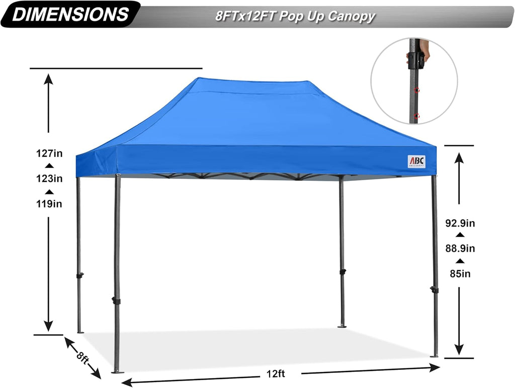 ABCCANOPY Patio Pop Up Canopy Tent 8x12 Commercial-Series (Blue)