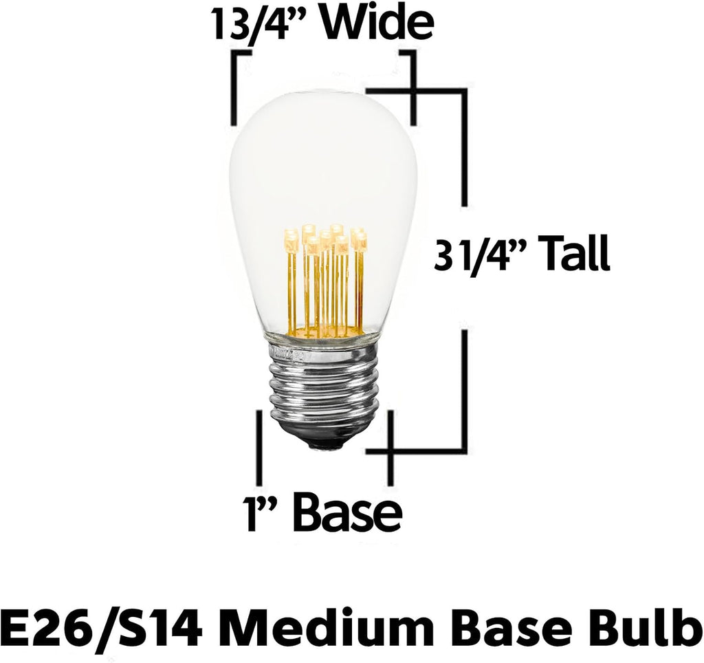 37.5 Foot S14 LED Edison Outdoor String Lights - Commercial Grade String Lights - Backyard Garden Gazebo – Cafe Market Light Set – Vintage Patio String Lights - Black Wire - 25 S14 LED Bulbs