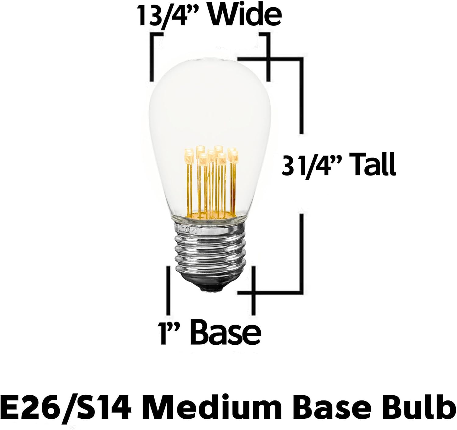 37.5 Foot S14 LED Edison Outdoor String Lights - Commercial Grade String Lights - Backyard Garden Gazebo – Cafe Market Light Set – Vintage Patio String Lights - Black Wire - 25 S14 LED Bulbs