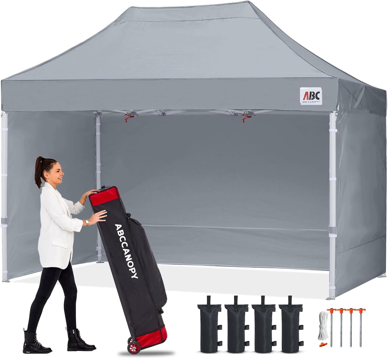 ABCCANOPY Easy Pop Up Canopy Tent with Sidewalls 8X12 Commercial -Series, Gray