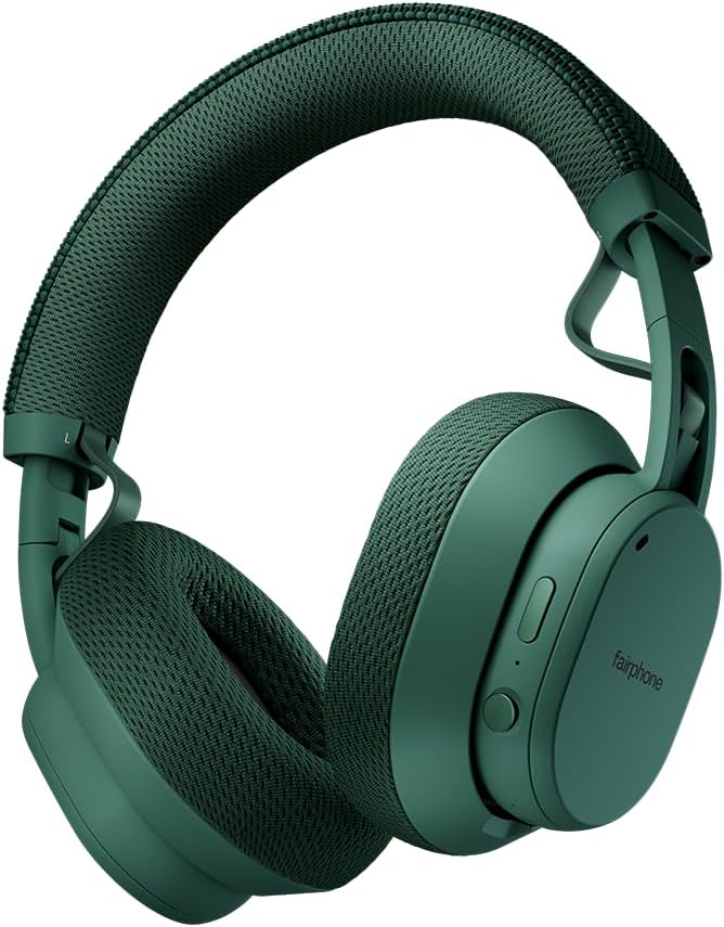 Fairphone Fairbuds XL Forest Green Over-Ear Wireless Headphones with Active Noise Cancelling, aptX-HD 24-bit Audio, 30 H Battery, IP54 Weatherproof, Replaceable Parts