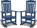 NAVINE Outdoor Rocking Chairs Set of 2, Oversized High Back Patio Rocking Chairs, All Weather Porch Rocking Chairs for Outside. Navy Blue