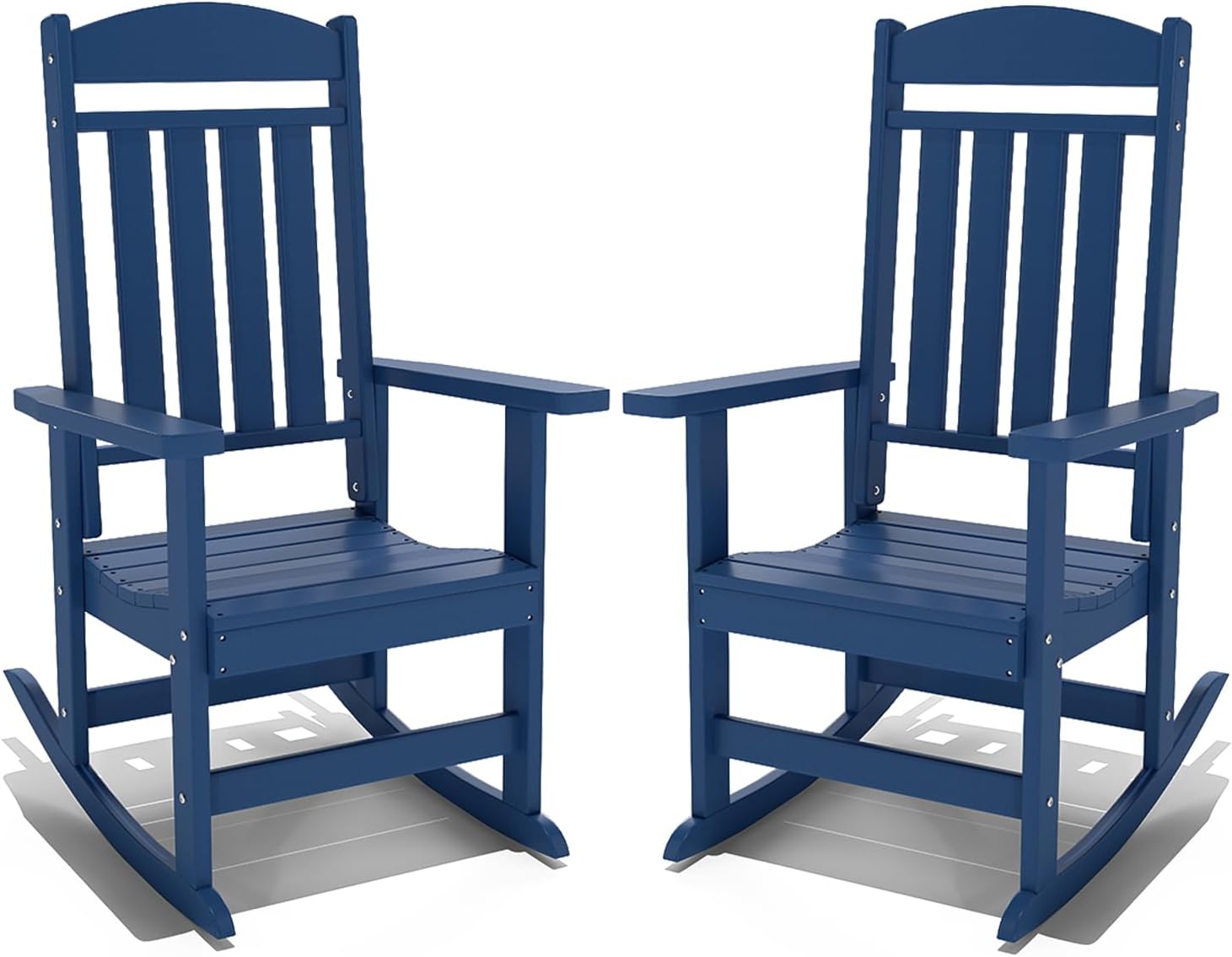 NAVINE Outdoor Rocking Chairs Set of 2, Oversized High Back Patio Rocking Chairs, All Weather Porch Rocking Chairs for Outside. Navy Blue