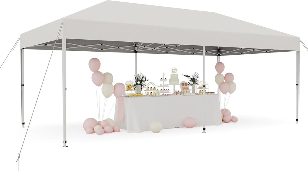 10'x 20' Pop Up Canopy for Parties, Heavy Duty Commercial Outdoor Vendor Waterproof Gazebo Shelter for Patio Events, White