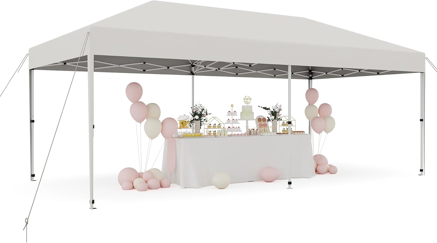 10'x 20' Pop Up Canopy for Parties, Heavy Duty Commercial Outdoor Vendor Waterproof Gazebo Shelter for Patio Events, White