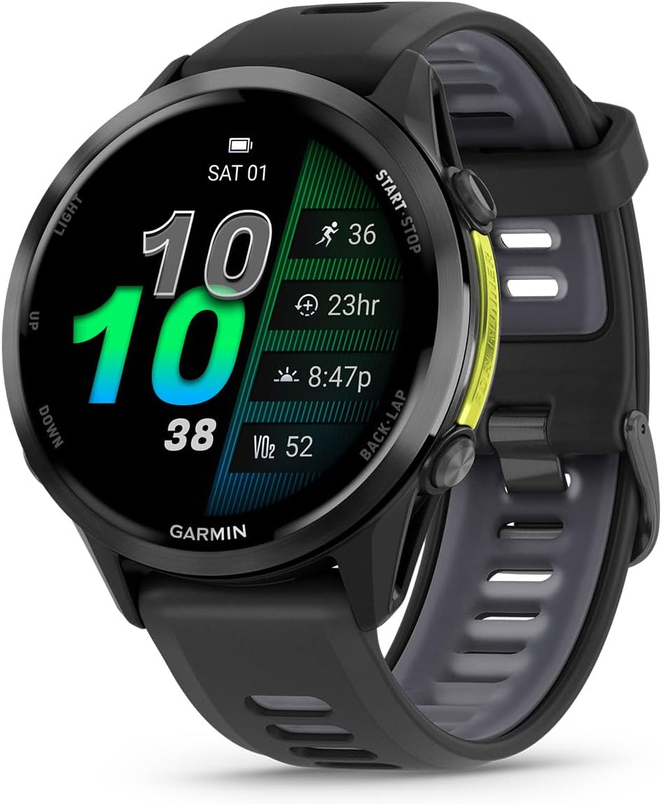 PlayBetter Garmin Forerunner 970 (Carbon Gray DLC Titanium/Translucent Black) Running & Triathlon GPS Smartwatch Gift Box Bundle - AMOLED, LED Flashlight w HD Screen Protectors, Wall Adapter & Case