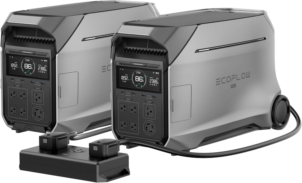 EF ECOFLOW 8kWh Home Battery Backup: 2 DELTA Pro 3 with 50 Amp Hub, 120/240V 8000W AC Output, Solar Generator for Home Use, Camping Accessories, Emergencies, Power Outages, RVs