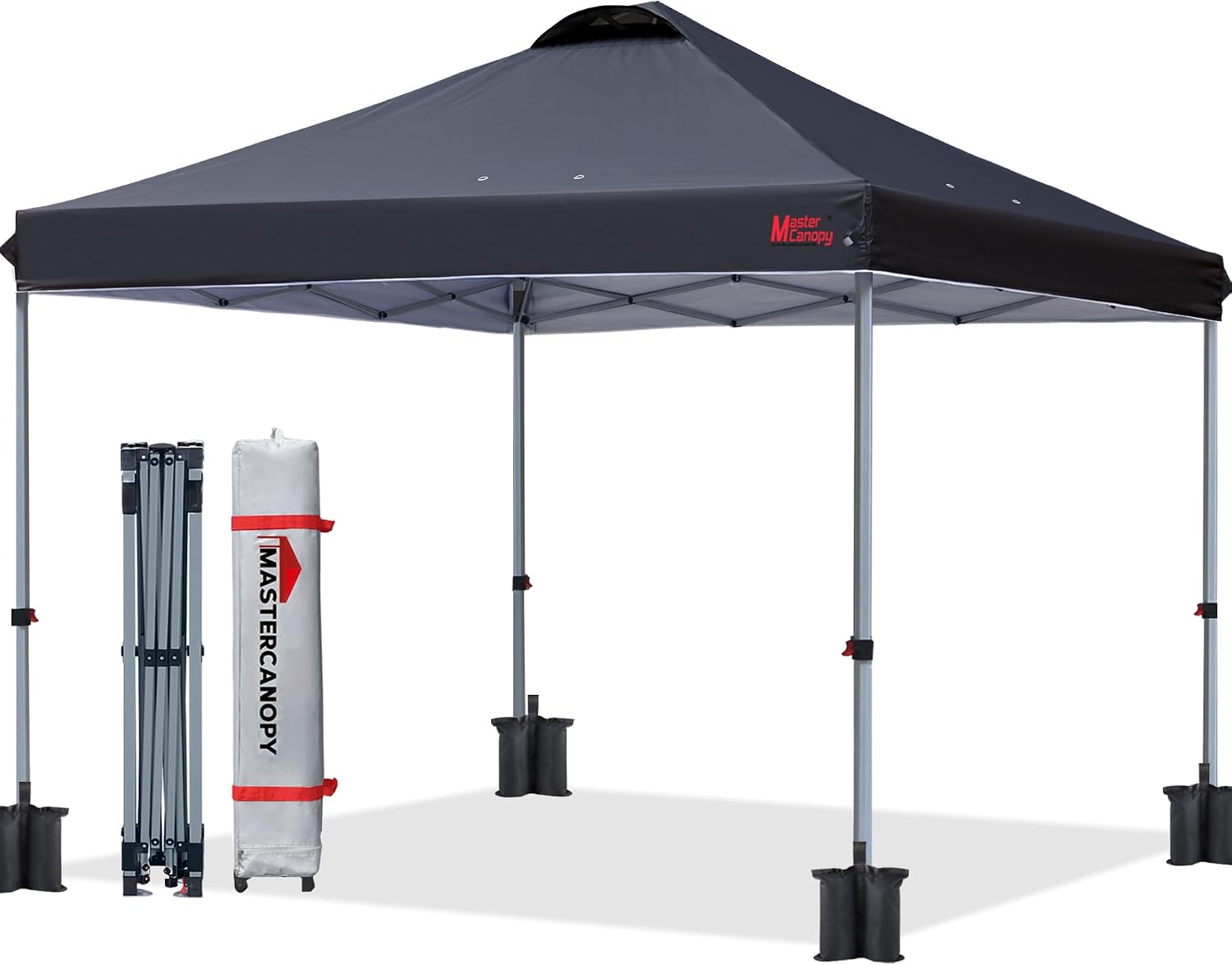 MASTERCANOPY Durable Pop-up Canopy Tent with Roller Bag (8x8, Black)