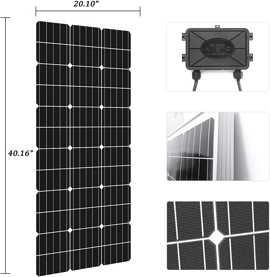 1000 Watt 12V Wind Solar Powered Complete Kit with Battery & Inverter ： 6X 100W Solar Panel + 400W Wind Turbine Generator + 2X 100AH Lifepo4 Batteries +1000W Pure Sine Inverter + Hybrid Controller