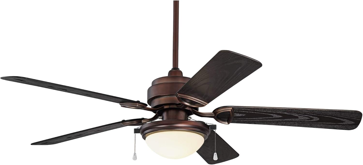 Casa Vieja 52' Marina Breeze Industrial Rustic Farmhouse Indoor Outdoor Ceiling Fan with LED Light Oil Brushed Bronze Brown Wet Rated for Patio Exterior House Home Porch Gazebo Garage Barn