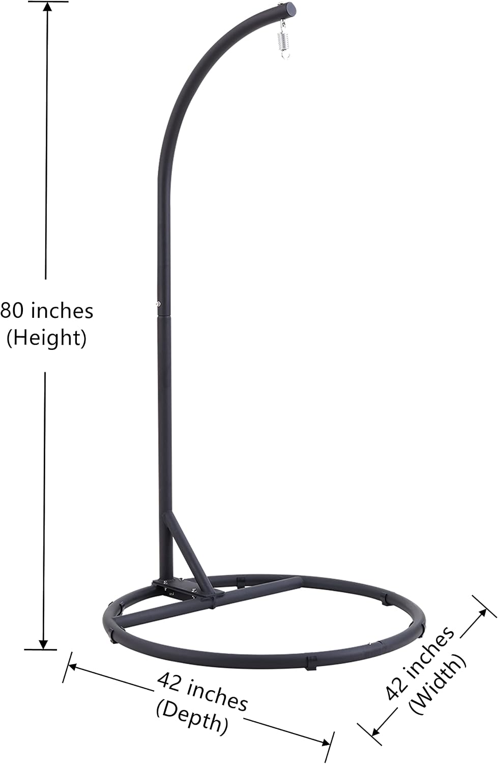 Solid O-Type Swing Hanging Stand, Hammock Chair Stand, Stand 360 Degree Rotation Porch Swing Frame with Carabiner(Only Frame)(Black)