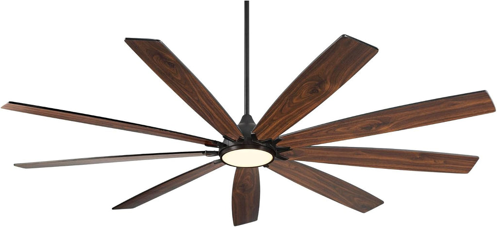 Casa Vieja 72' Tahoe Breeze Industrial Indoor Outdoor Ceiling Fan with LED Light Remote Control Matte Black Dark Walnut Wood Damp Rated for Cottage Core Patio Exterior House Home Porch Gazebo Garage