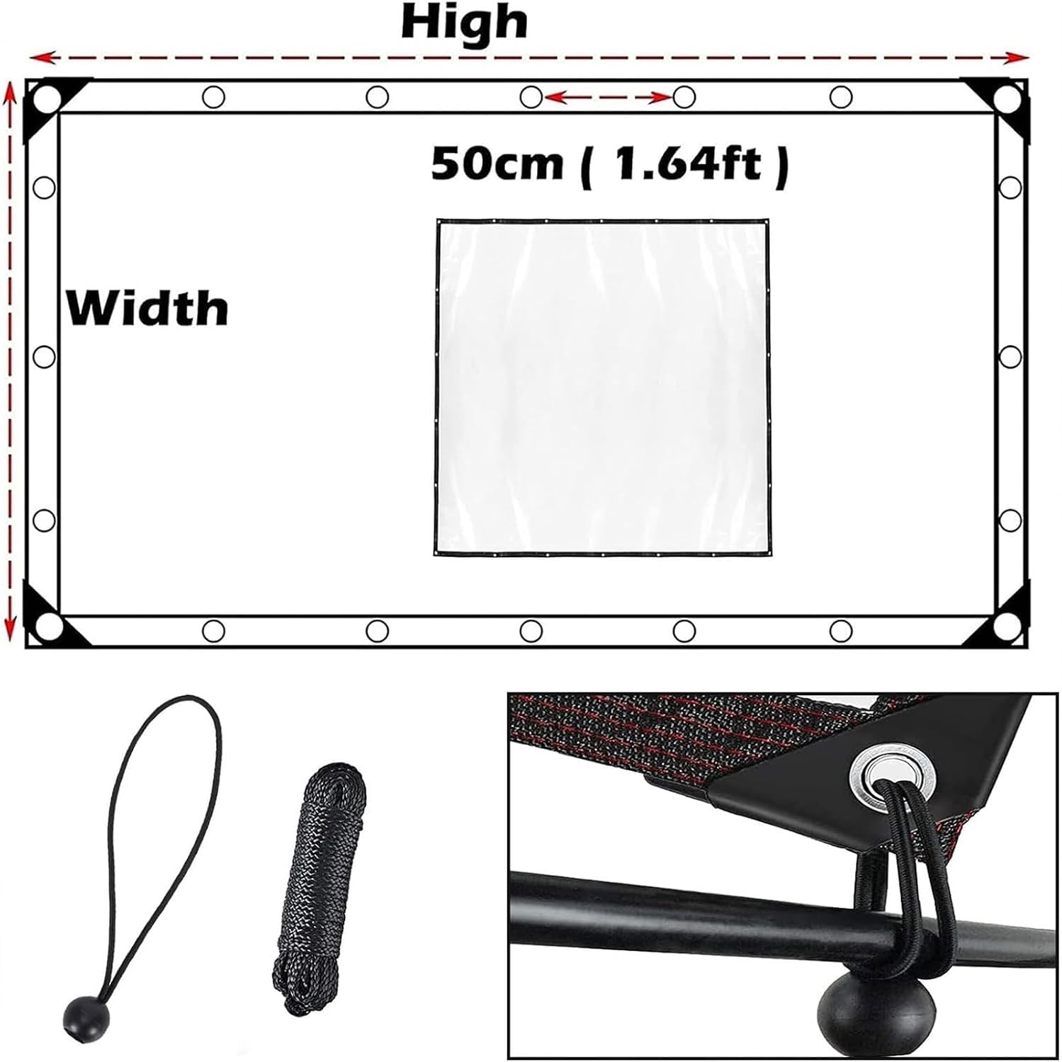 13x18 FT Clear Poly Tarp Heavy Duty, Durable Plastic Tarpaulin, with Grommets for Henhouse Porch Greenhouse Camping, Multifunctional Tarpaulin