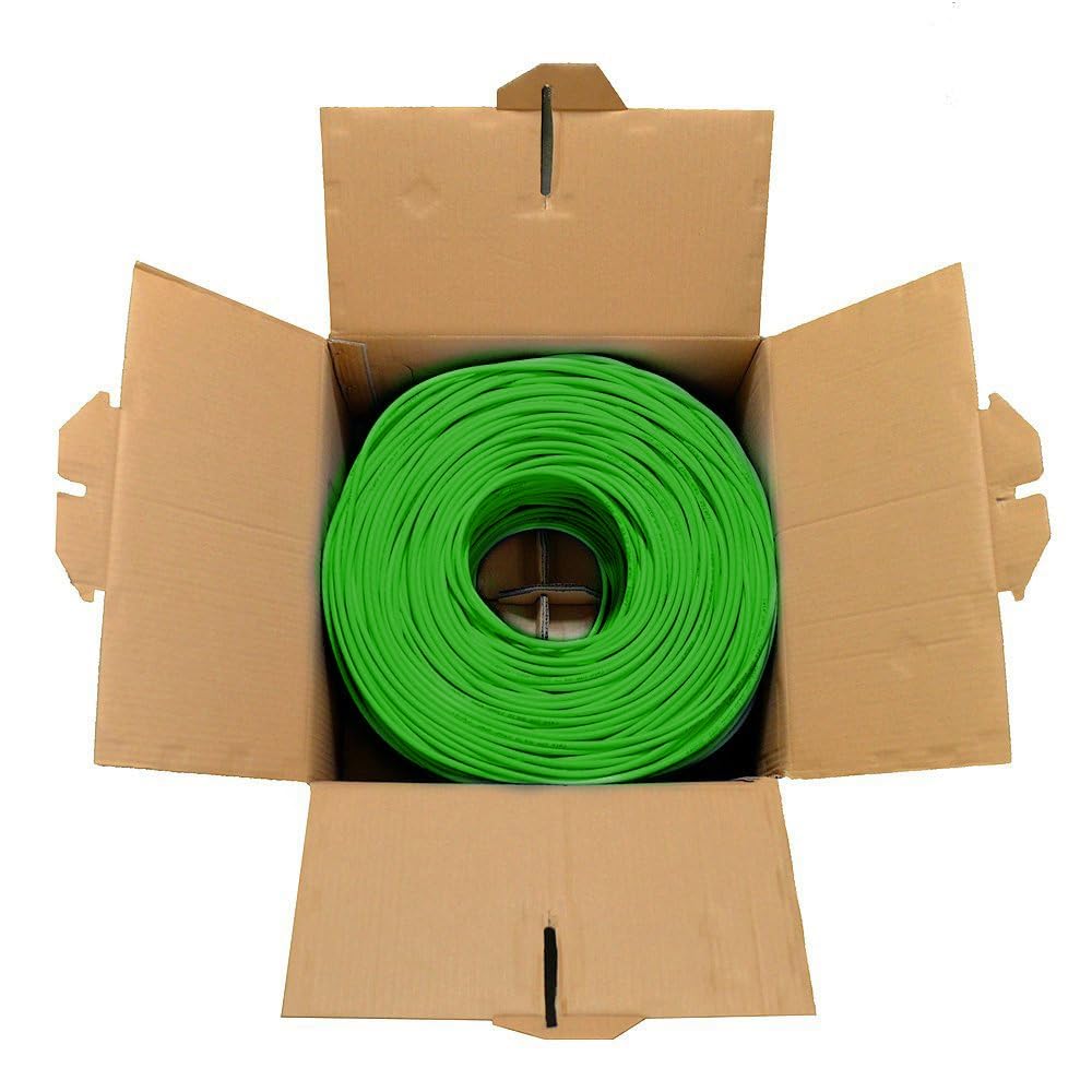 Dripstone CAT6 Ethernet Cable 1000ft Bulk Network LAN Wire 23AWG Solid UTP 550MHz High-Speed Internet Cable Gaming, Streaming, Office, Home Use, Pull Box, Cat6 Bulk, Stable Connectivity - Neon Green