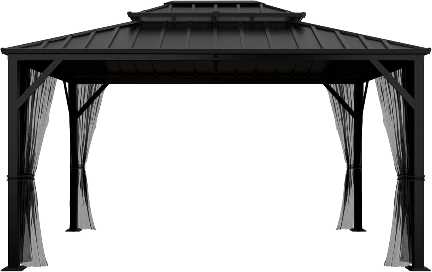 MUPATER Gazebo, 10'x12' Outdoor Gazebo, Patio Structure Shelter with Mosquito Netting, Aluminum Hardtop Pergola for Backyard, Garden, Lawn and Patio, Black