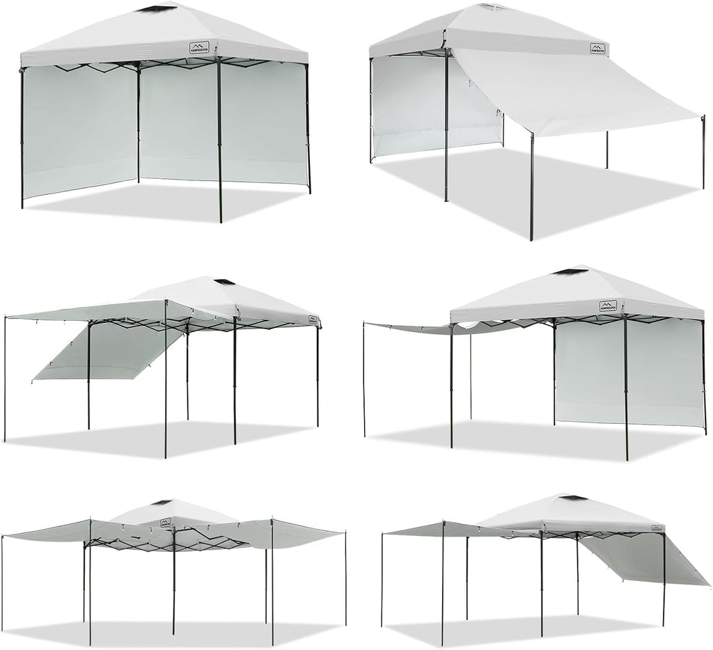 KAMPKEEPER 10x10 Easy Pop Up Canopy Tent with Sidewalls, Instant Outdoor Shade Shelter with Removable 10FT Sun Walls, Quick Setup Waterproof and UV-Resistant for Patio (White, 10x10FT with 2 sidewall)