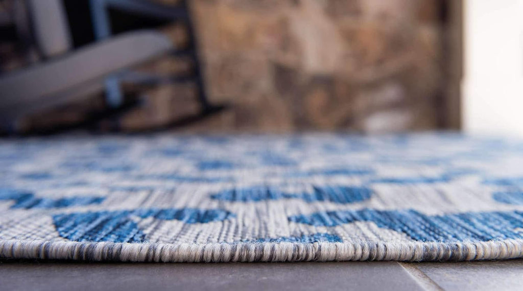 Unique Loom Outdoor Safari Collection Area Rug - Leopard (9' x 12' Rectangle, Blue/ Gray)