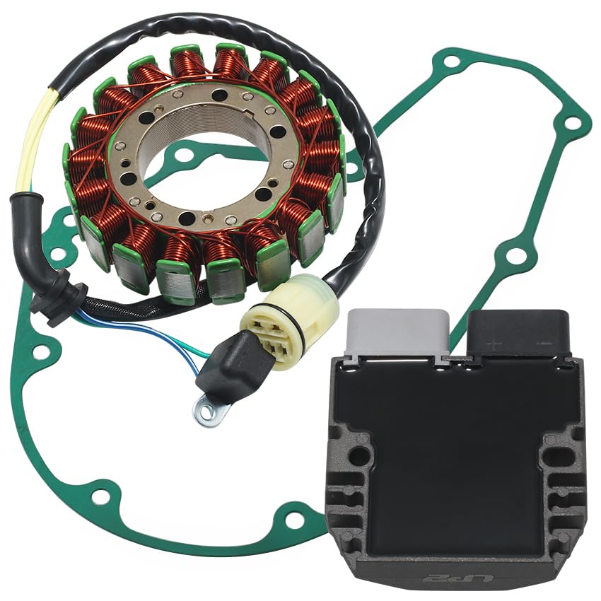 Stator Coil Rectifier Gasket Set Compatible with for Honda TRX680FA Rincon 2006-2014, for Honda TRX680FGA Rincon 680 GPScape 2006-2009, Generator Cover OEM: 11396-HN8-A60 Regulator OEM: 31600-HP0-A01